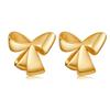 Vintage French Bow Design 18k Gold Plated Copper Stud Earrings For Women