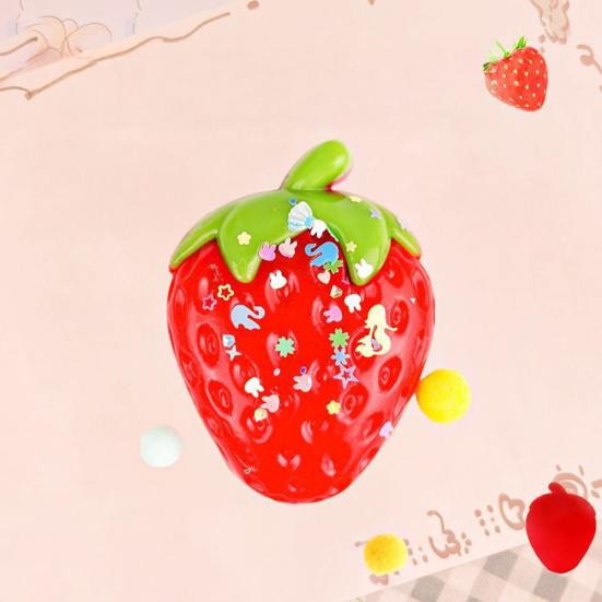 Strawberry Squeeze Toy with Sequins Realistic Strawberry Shape Stress Ball Slow Rebound Simulation Fruit Sensory Fidget Toy