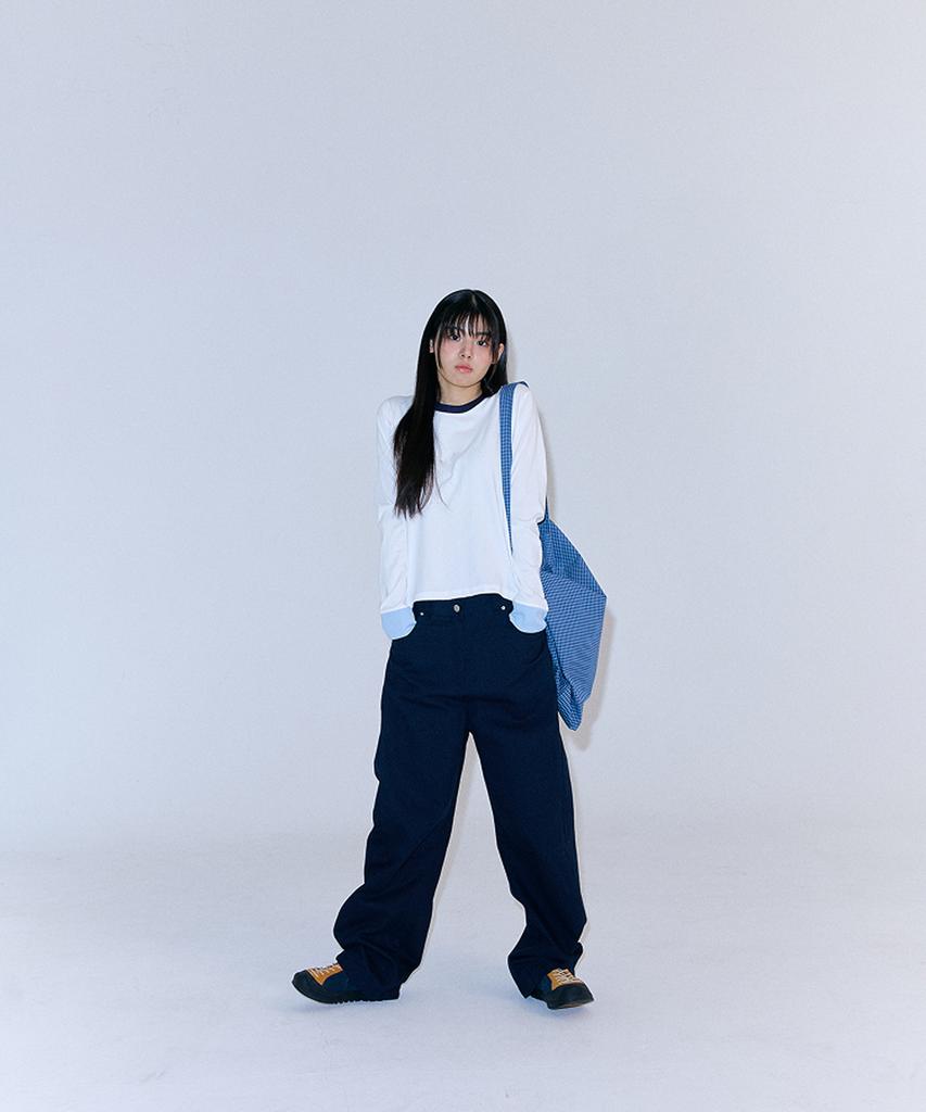 Peulleoti Star Pocket Wide Curve Pants (Navy)