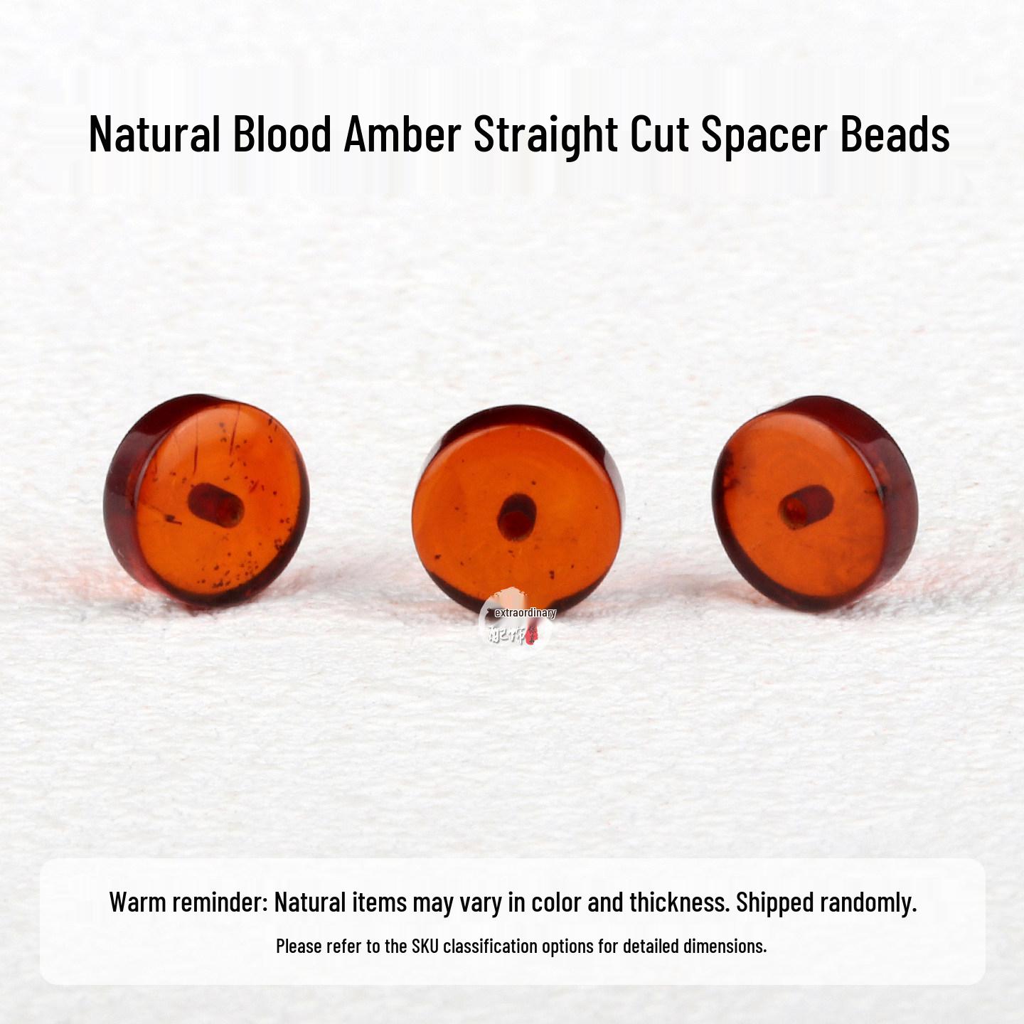 Natural Raw Blood Amber Straight-Cut Spacer Beads for Wenwan Bracelet DIY