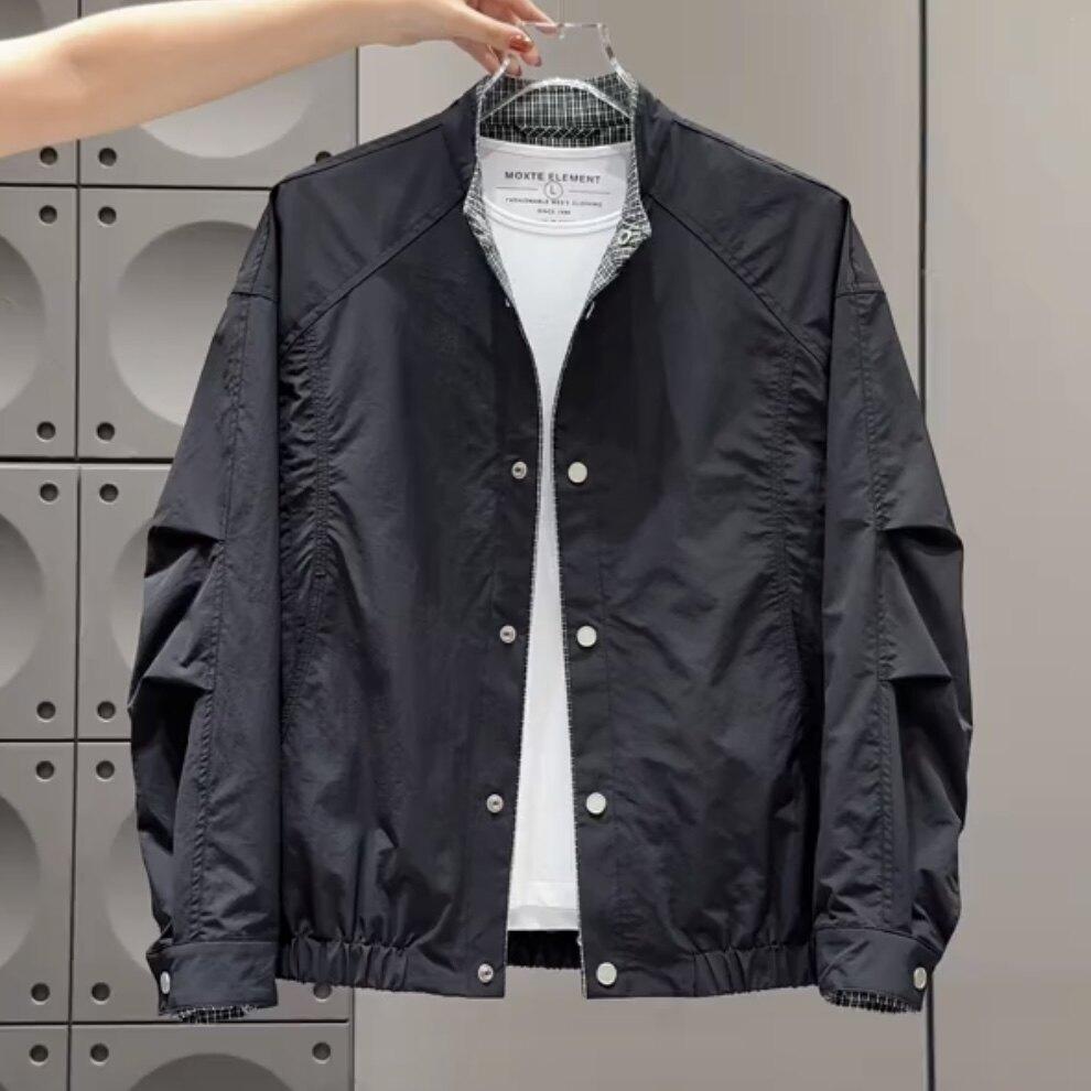 Freizeitjacke Herren Freizeit Unifarbene Stehkragenjacke Herrenjacke