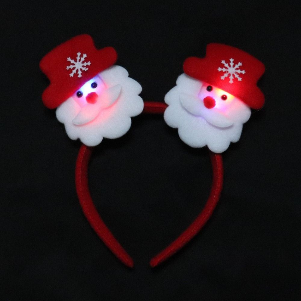 Snowman Christmas LED Headband Red Santa Hairband Snowman LED Light Headband  New Year's Eve