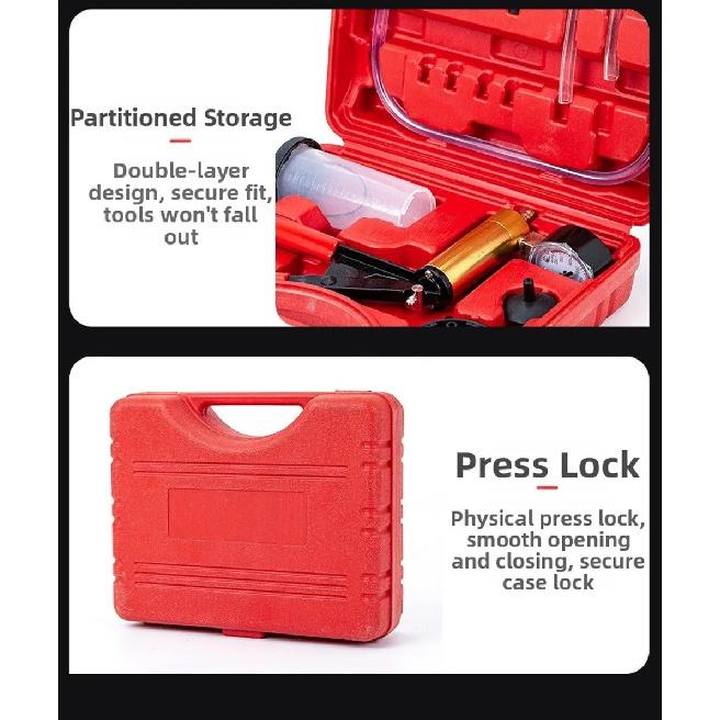 Portable Brake Bleeder Kit Durable Aluminum 2 In 1 Brake Fluid Drain Kit Manual With Gauge Vacuum Pistol Pump Tester