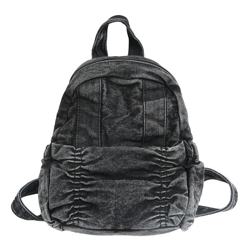 Джинсовый рюкзак Студенческая сумка Школьная сумка Женская маленькая сумка чёрный 1860₽