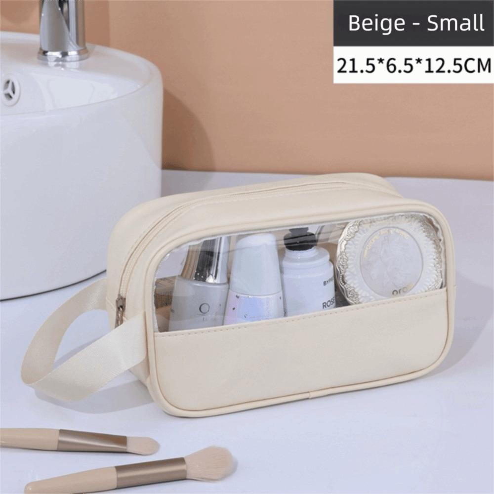 Portable Large Capacity Cosmetic Bag See-Through Zipper Clear Makeup Bag Bath Bag Travel