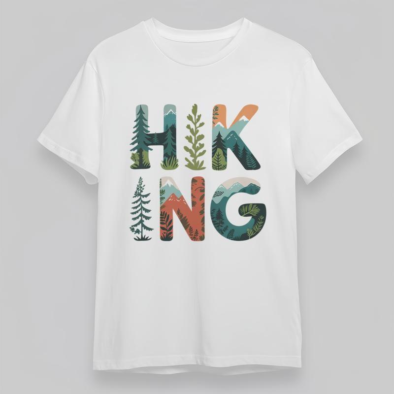 

Women s Plus Size Breathable T-Shirt Hiking Lettering with Forest Scenery Tee 2XL