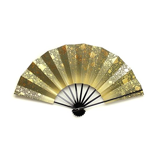 Kyoto Folding Fan, Dance Fan, Fantasy, Made in Japan, Gold, 9.5 sun (approx. 29cm), Kyoto, Black Lac