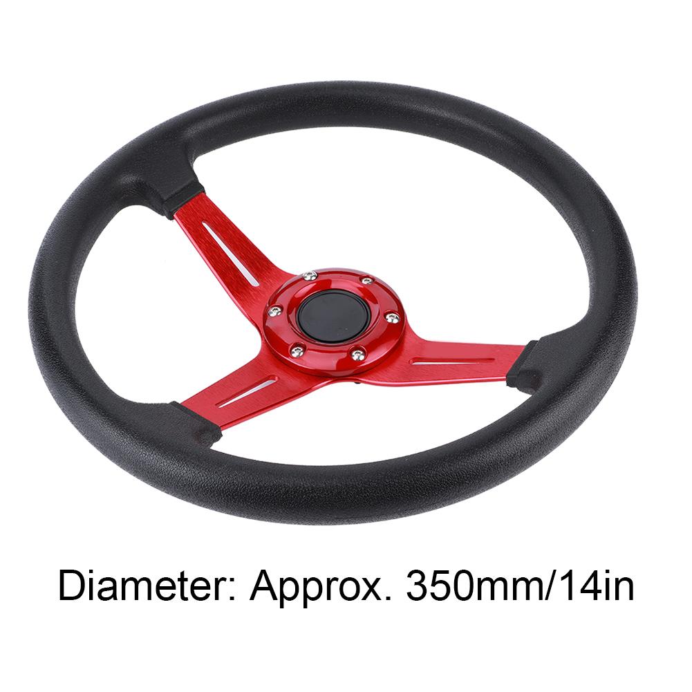 14in  Car Steering Wheel PU Leather Aluminium Alloy W/Horn Button Modified