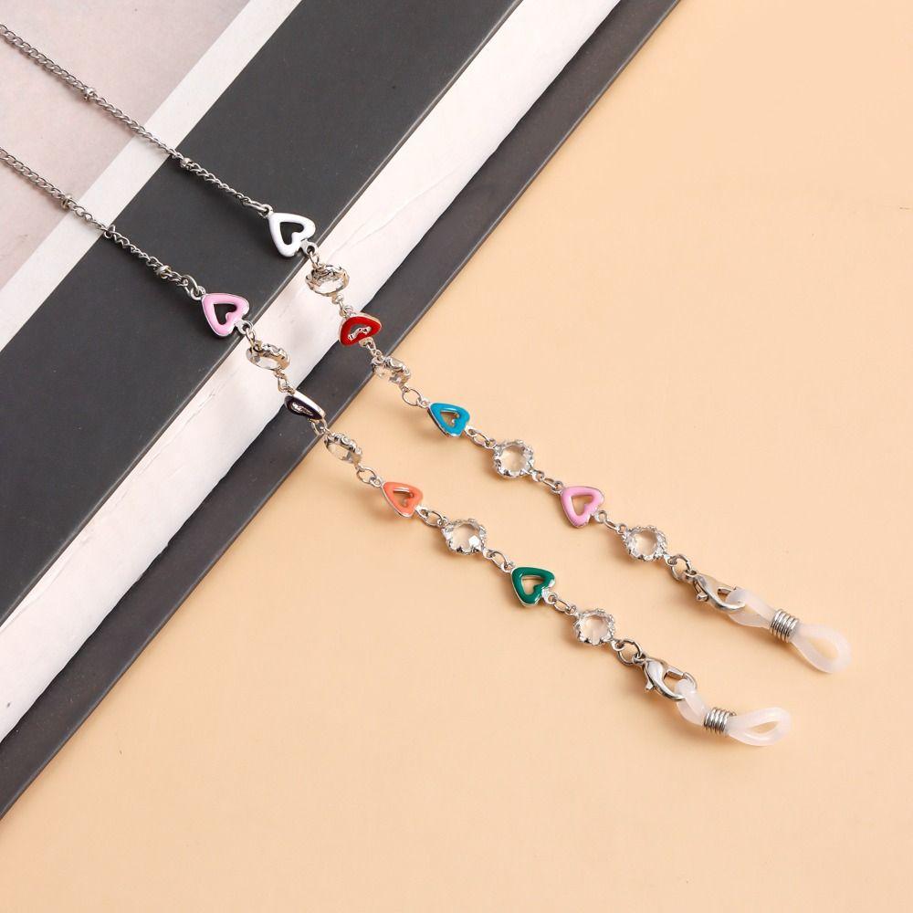 Colorful Metal Glasses Chain Rhinestone Beads Eyeglass Lanyard Sunglasses Chains Women Girls