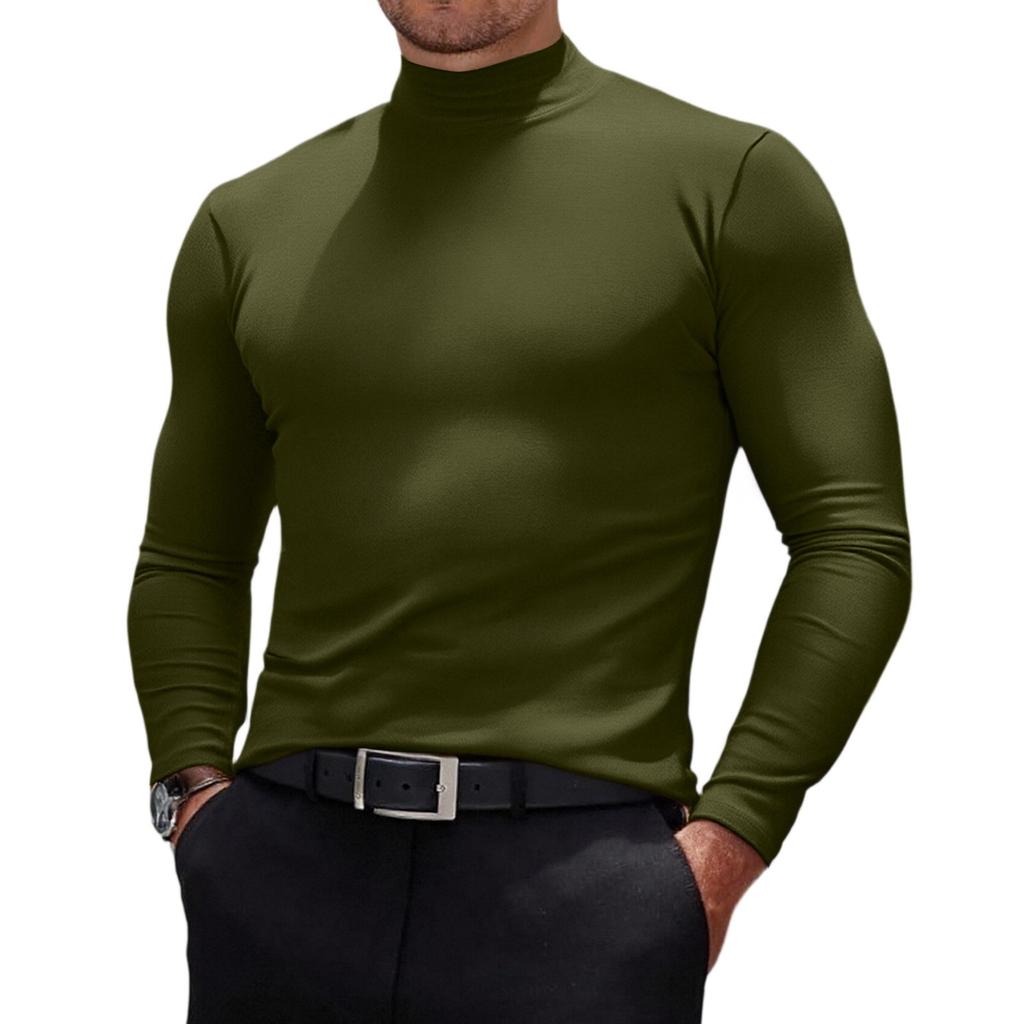 Men's Casual Slim Fit Basic Tops  Lightweight Turtleneck Pullover Shirt