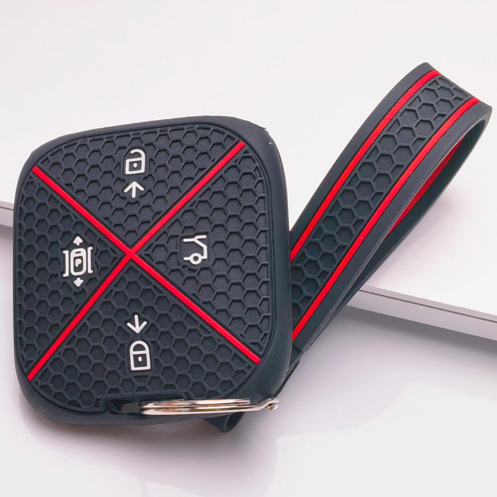 Silicone Remote Key Cover for Zeekr Zeekr 001 Zeekr 009 Zeekr X Zeekr 007 with Keychain Honeycomb Texture Metal Keychain Key Fob Protector