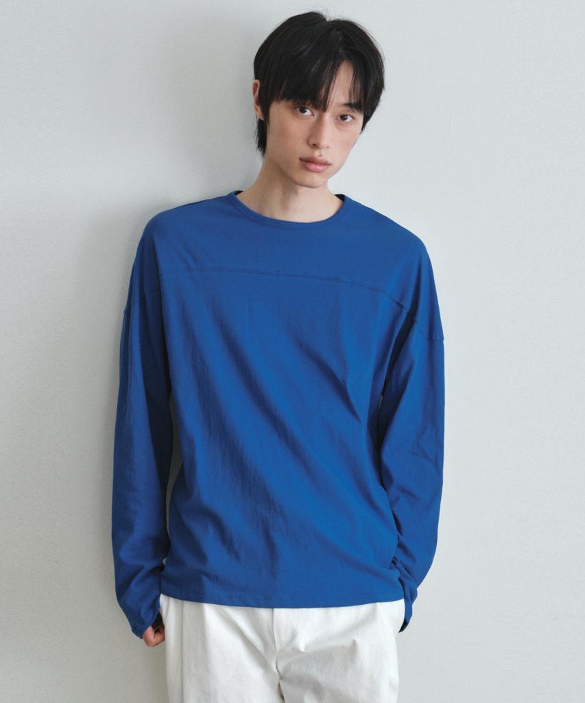 Wednesday Oasis Slub Panel Long Sleeve T-Shirt_Blue(W26Tp07)