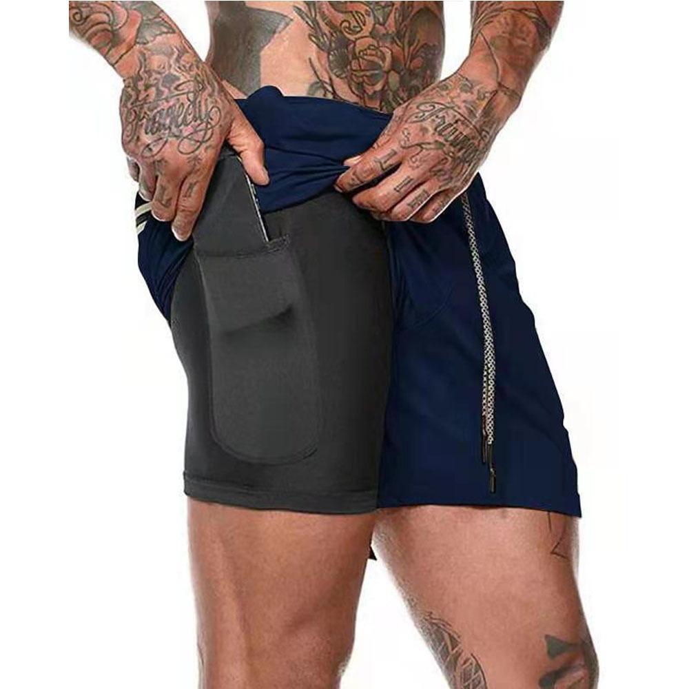 Sport Shorts Man Sportswear Double-deck Running Shorts Beach Bottoms Summer Gym Fitness Training Jogging Short Pants