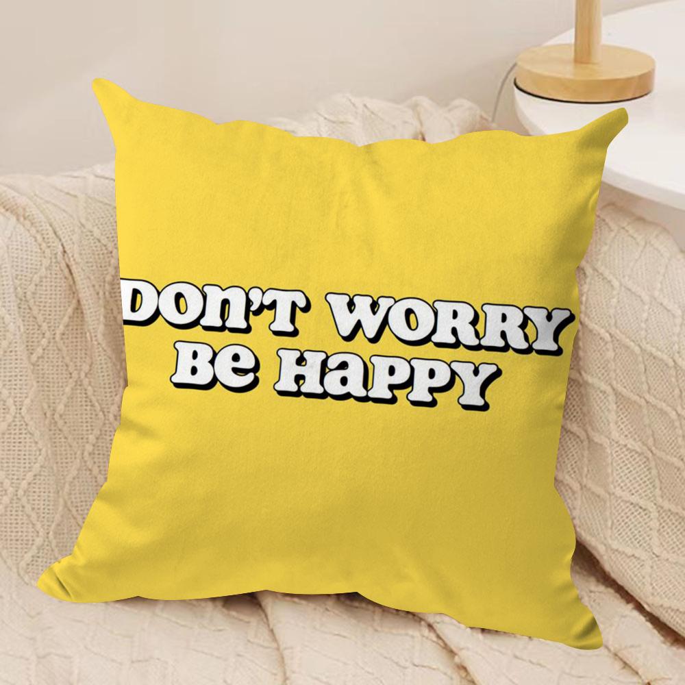 Yellow Printed Cushion Cover Soft Plush Throw Pillow Cover DoubleSided Decorative Cushion Case Sofa Bedroom Home Decor