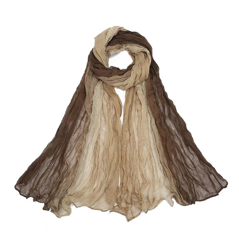 

Градиєнтний пом ятий шарф для жінок дівчат студенток новий тонкий печворк бавовняний вуалевий шарф м яка в язана шаль жіночі хустки-обгортки