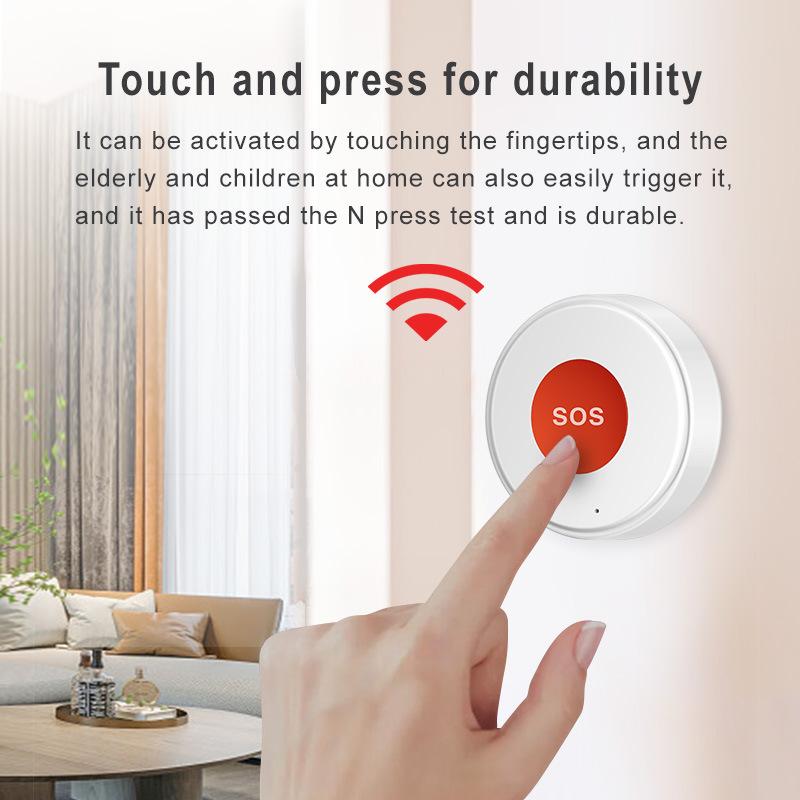 Tuya Smart WiFi Sicherheits-SOS-Knopf, APP-Notfallszenario-Verknüpfung mit Smart Switch, Eingebauter wiederaufladbarer Akku, Panik-Alarmknopf