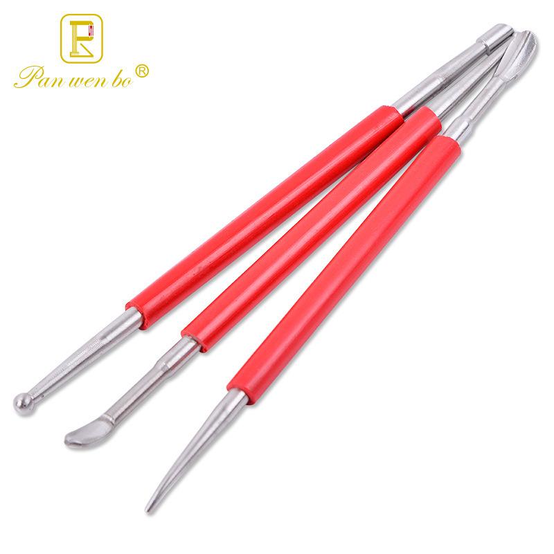 

3 Red Indentation Pens: Stainless Steel & Ceramic Tools for Clay Sculpture, Pottery, Handmade Supplies, Student Use 3-piece set