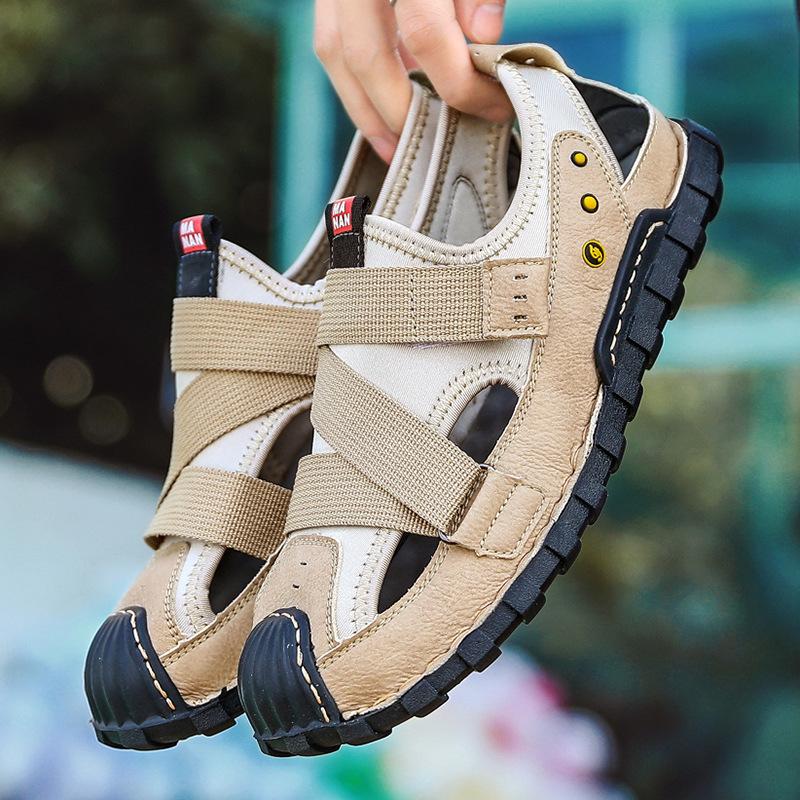 Genuine Leather Men Sandals Superior Quality Luxury Summer Shoes Men Fashion Sandalias Beach Shoes Soft Bottom Breathable Ui90