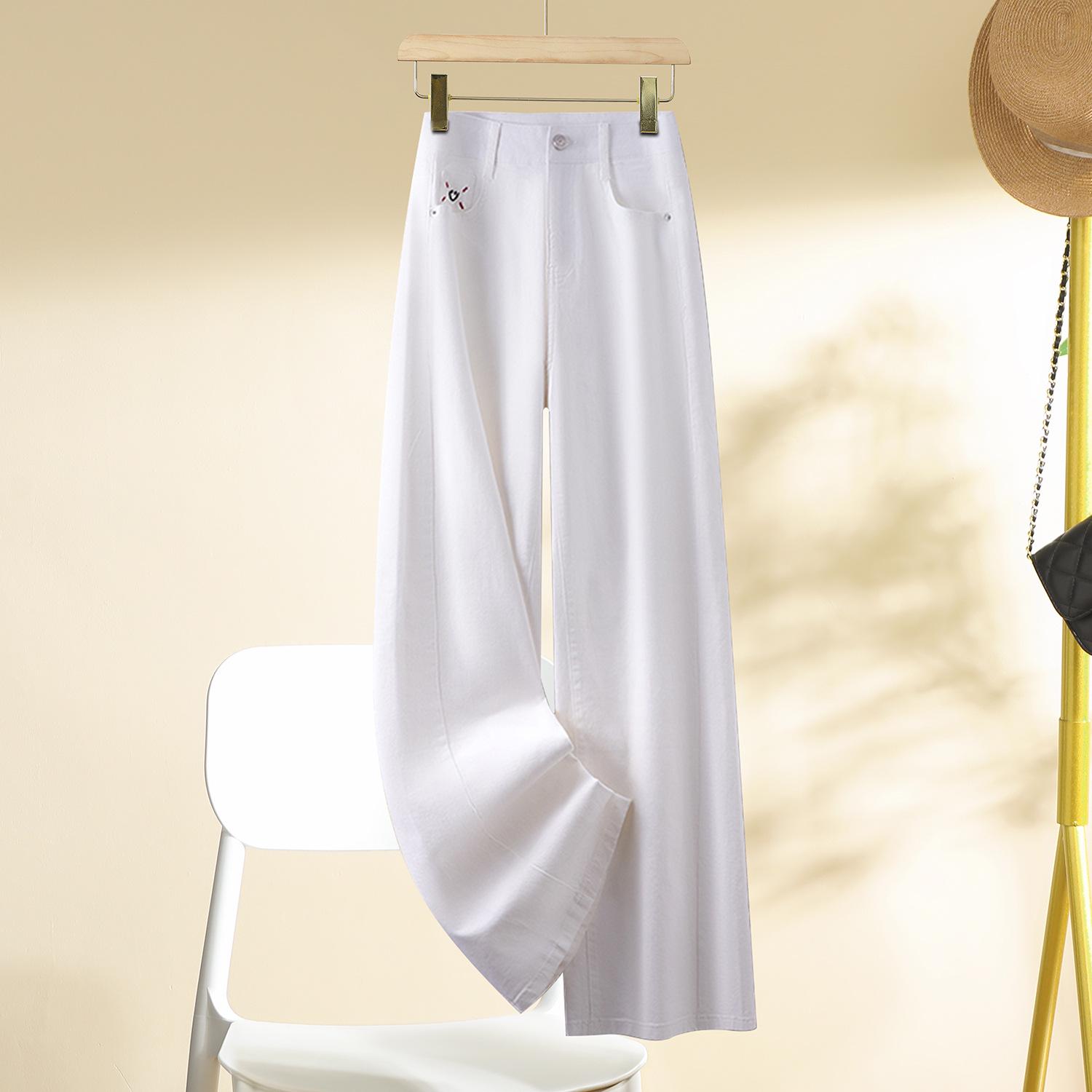 

Женские белые джинсы широкого кроя: Новые весенние брюки 2025 года для похудения, грушевидные, свободные, прямого кроя 30【For 125-135 lbs】 белый