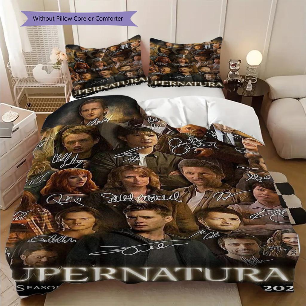 Supernatural Legacy Seasons Mystery Magic Three-piece Set (1 * Duvet Cover + 2 * Pillowcase, Without Core) 2D Flat Christmas Birthday Gift