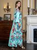 Ethnic Style Saudi Muslim Women's Robe - Cross-Border Print with Beads and Hot Drills