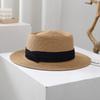 Spring and Summer Beach Flat Top Hat Women's Straw Knitted French Wide Brimmed Jazz British Sun Hats