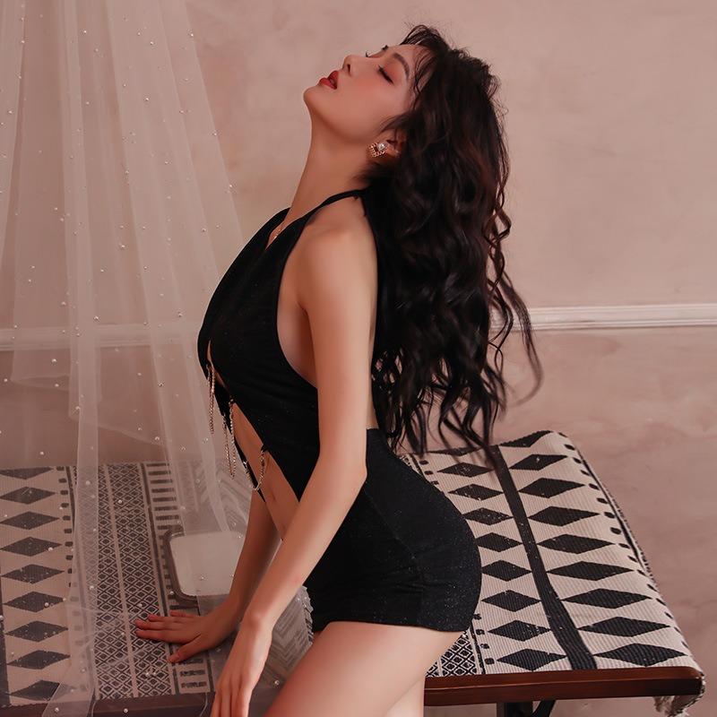 Sexy underwear free of tight female secretary uniform sexy stunner chain open chest hip skirt nightclub fun