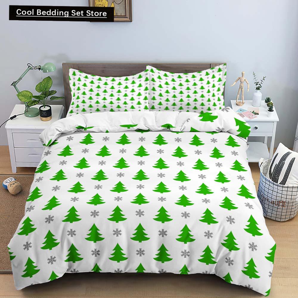 3D Christmas King Queen Duvet Cover Set Kids Cartoon Merry Christmas Red Quilt Cover 2/3pcs Polyester Beddings Set Single Double