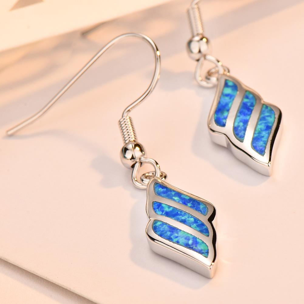 New Minimalist Blue Striped Wing Earring Earrings for Women Fashionable European and American Earrings