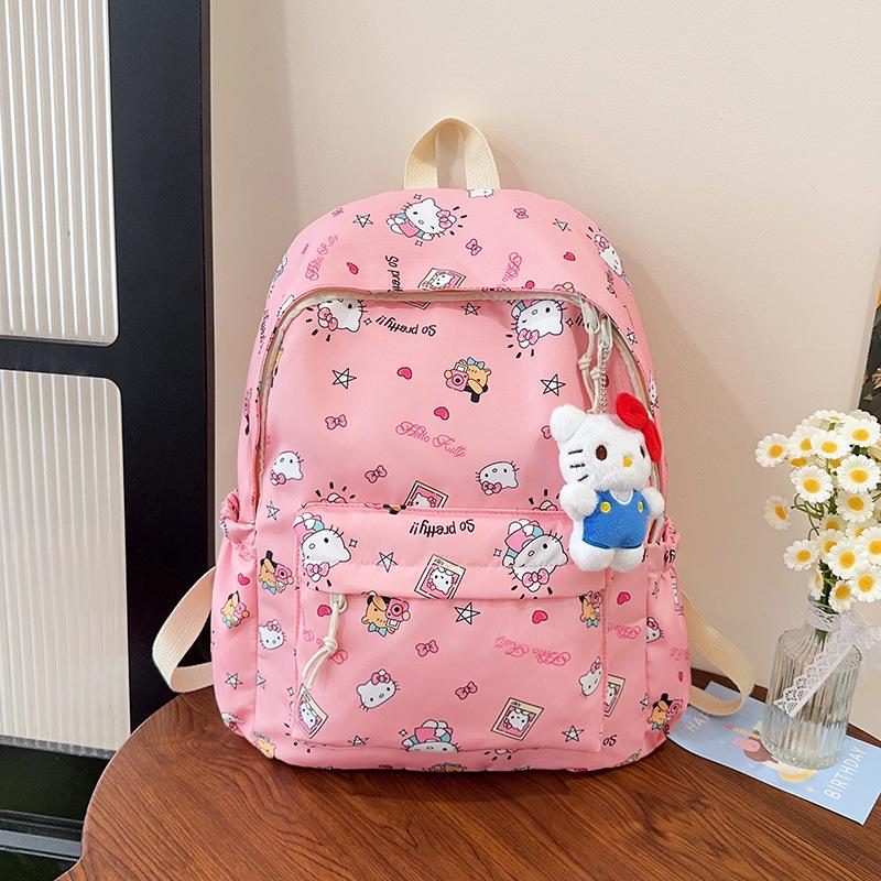 Large Capacity Cute Cartoon KT Cat Backpack for Middle School Girls - Lightweight and Perfect for Back To School