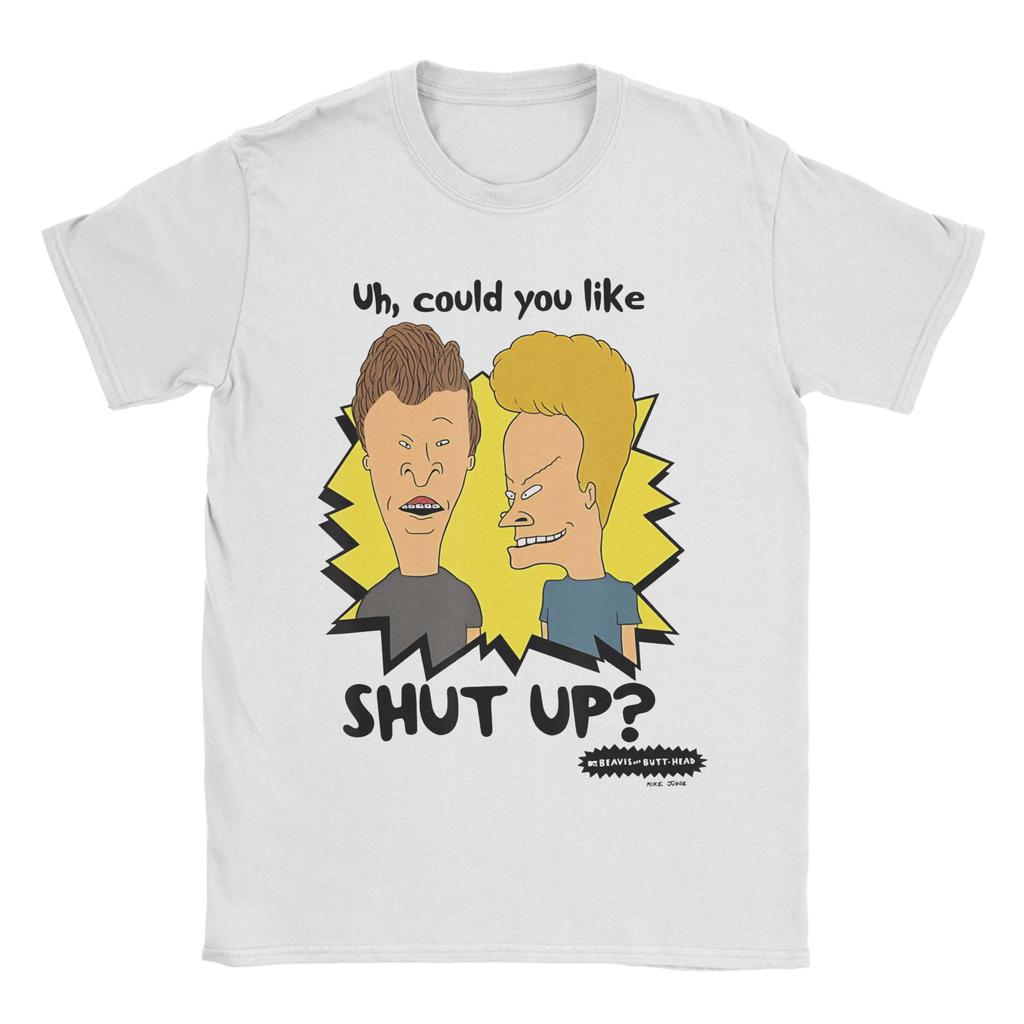 Funny Bickering Shut Up Beavis and Butthead T Shirt Cotton Casual TShirt Crewneck  Tees Short Sleeve Clothes 4XL 5XL 6XL