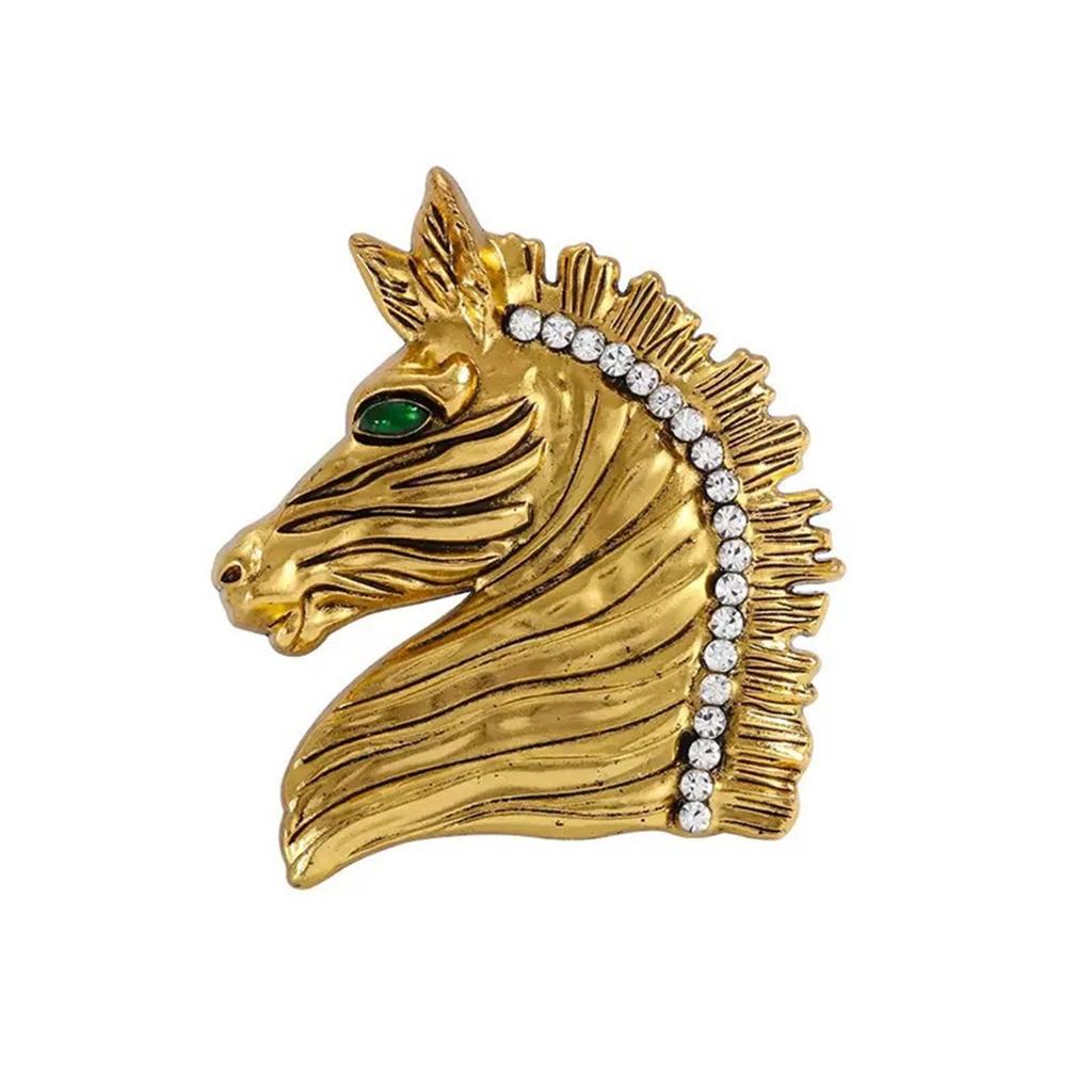 Astrological Horse Head Brooch  Alloy Fashion Accessory For Jackets Shawls Formal Gatherings Statement Badge Pin