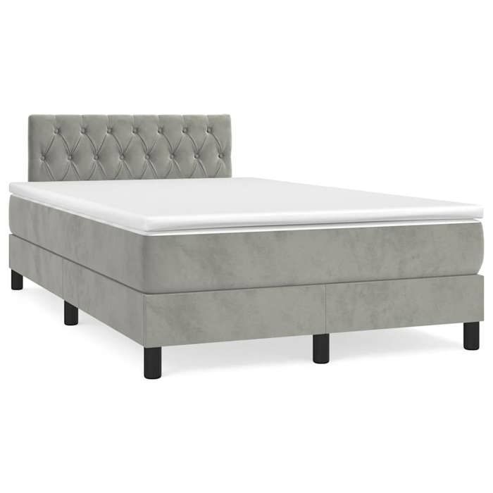 VidaXL Slatted Bed Base with LED Mattress, Upholstered Bed with Headboard, Double Bed, Adult Bed, Modern, Light Grey 3270171