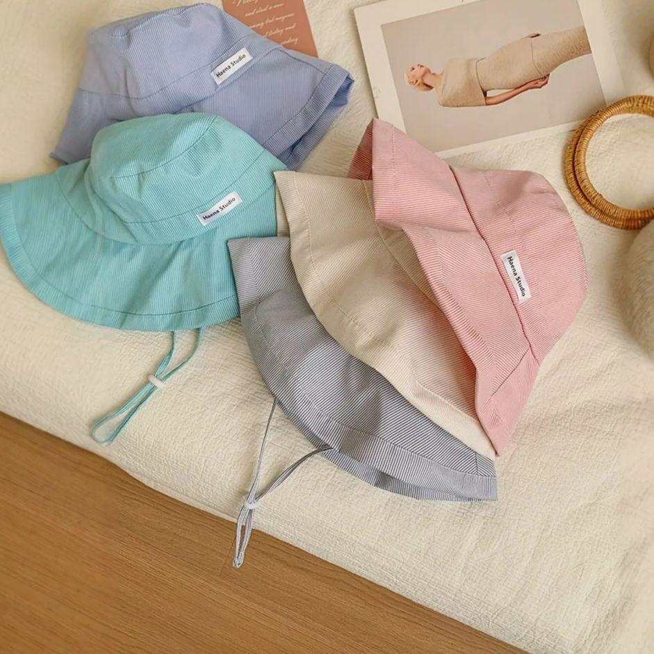 Neuer japanischer frischer gestreifter Fischerhut für Damen Sommer Mode Vielseitiger Sonnenschutz Großer Kopfumfang Zeigt Gesicht Schmal