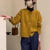 Women's Retro Wool Cardigan Sweater, Autumn/Winter, Thick, Single-Breasted, Round Neck, Cable Knit