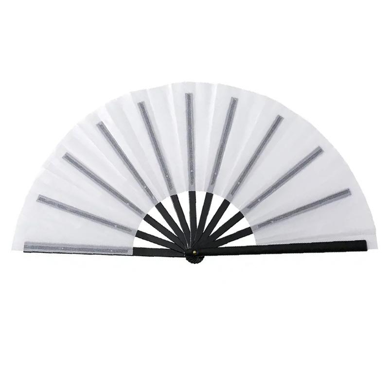 1Pc 13 Inch Foldable Blank Fan Sublimation Printable Polyester Clacking Hand Fan with Plastic Ribs for Craft Kongfu Folding Fan