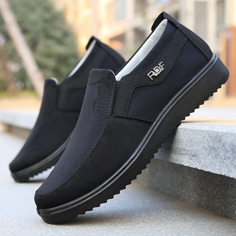 Frühling Herbst Herren Casual Atmungsaktive Stoffschuhe Low Top Flache Schuhe Herren Schnürschuhe Wasserdichtes Leder Freizeitschuhe Herren Slipper