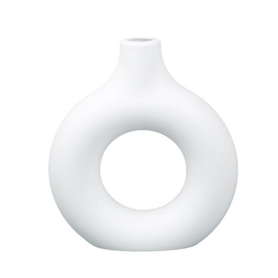 

Donut Shaped Vase Decorative Vase Ceramic-Like Plastic Flower Holder for Living Room Decor, Creative Centerpiece for Fresh/Dry Flowers S белый