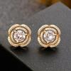 Elegant Korean Rhinestone & Black Crystal Stud Earrings, S925 Sterling Silver