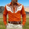Camisa de manga larga para hombre con botones y cuello estampado para uso casual