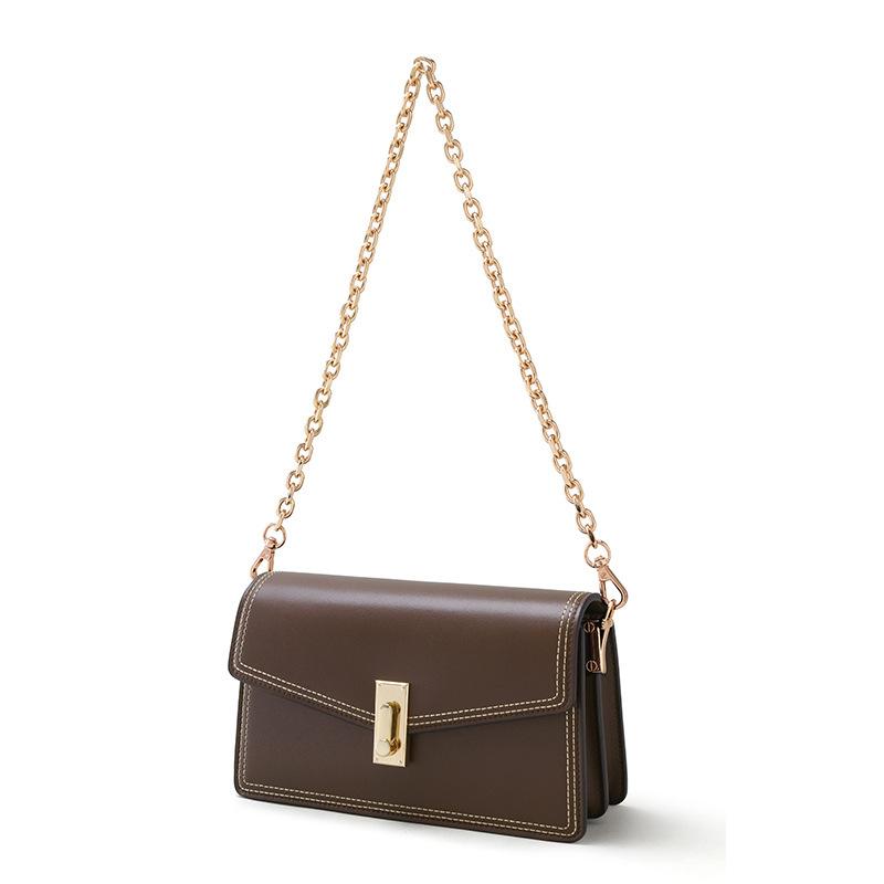 New Leather Women's Bag, Messenger Bag, High-end Chain, Single Shoulder, Simple Underarm Envelope, Commuter Small Square Bag.