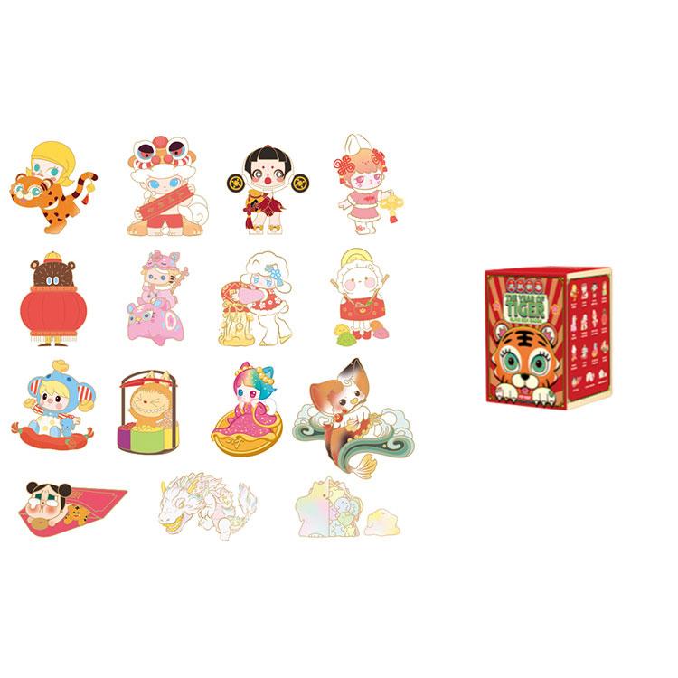 

New POP MART Pop Mart Qi IP Tiger Leap New Year Collection Badge Blind Box Products Single Mystery Box/Full Box 15 Pcs 211200309 Single Blind Box