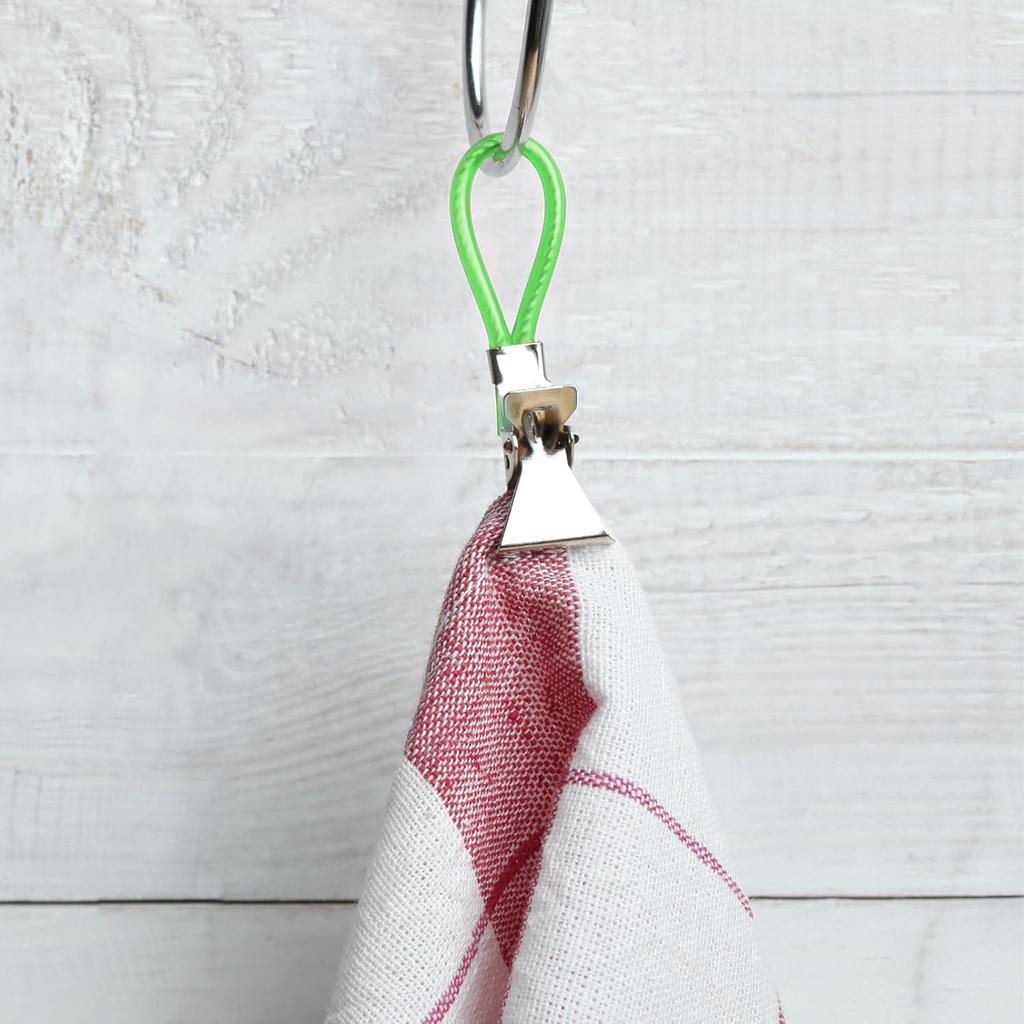 Woogim 10PCS Metal Hanging Towels Clip with Hanging Loop Kitchen Towels Clips Tea Towel Storage Clips for Home Kitchen Bathroom