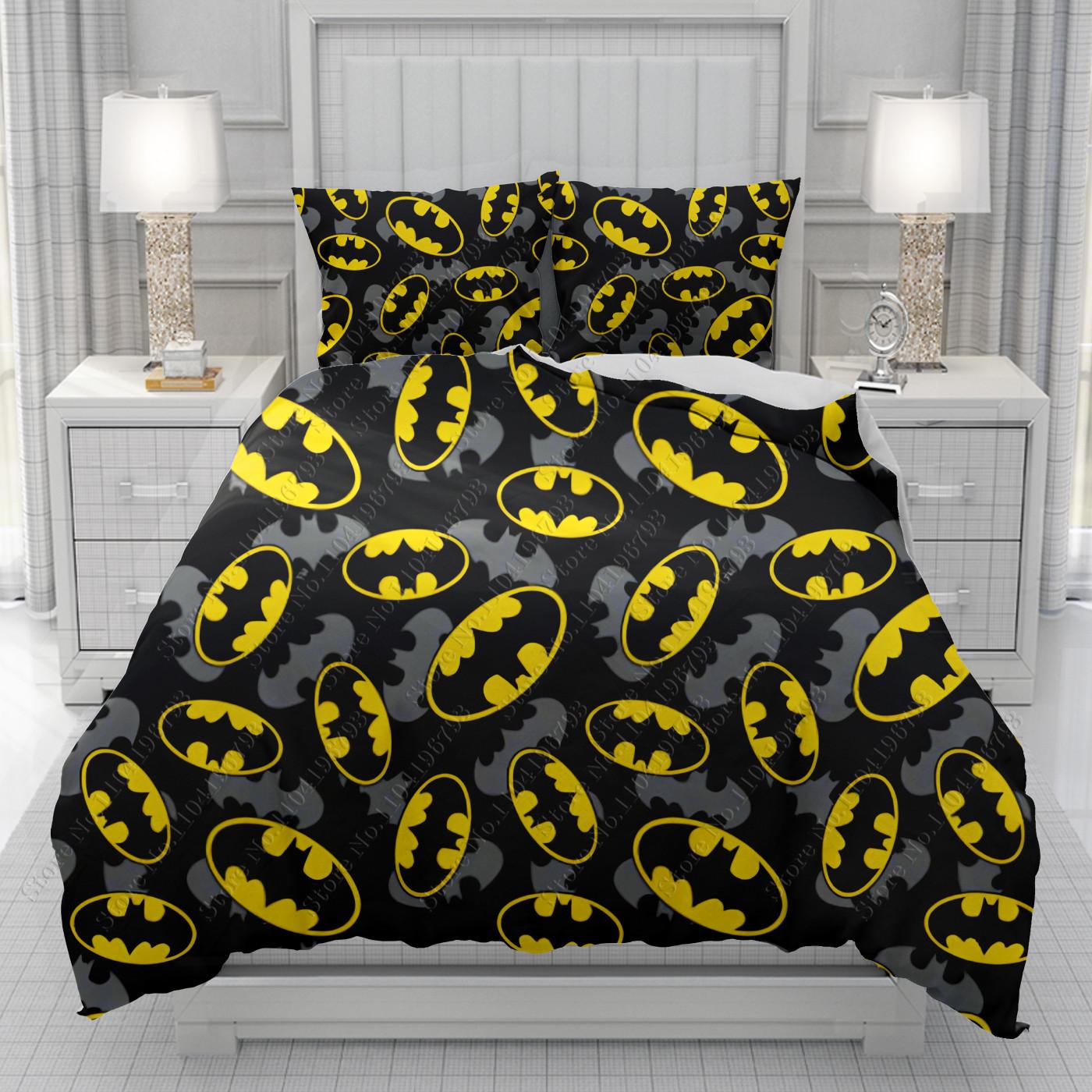 Superheld Batman Bettbezug Herren Damen/Kinder KID Druck Disney Cartoon Bettwäsche Set Bettdecke Bett Weich 135x200cm 3pcs