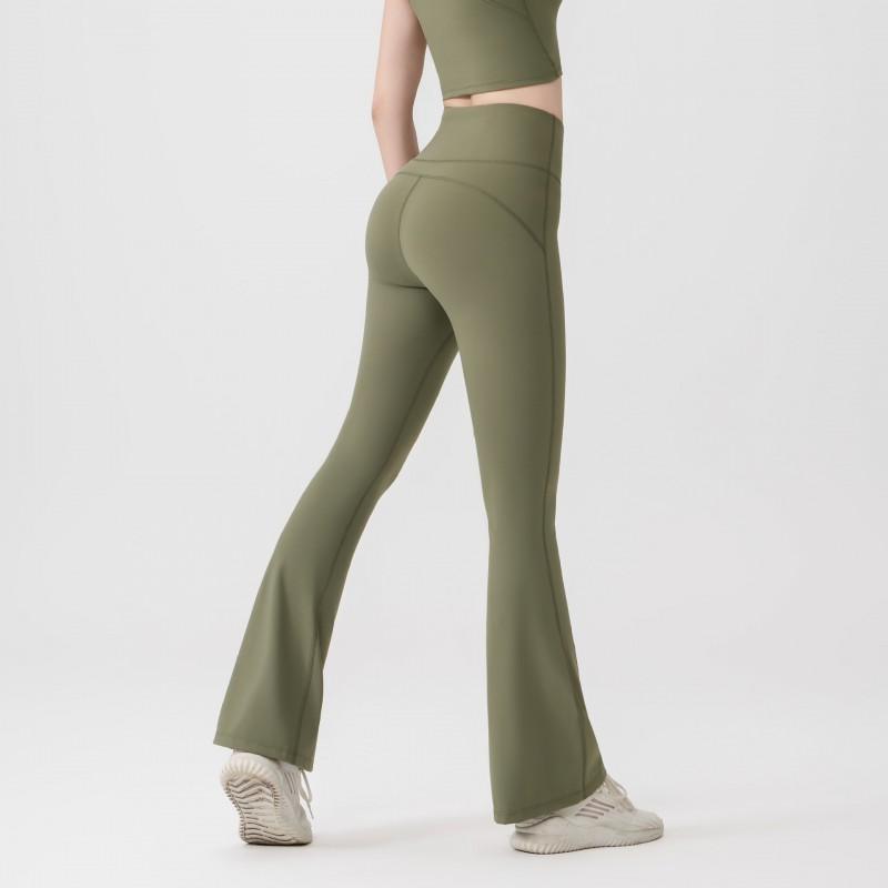 Womens High-Waisted Flared Yoga Pants Slim Fit Quick Dry Tummy Control Workout Leggings