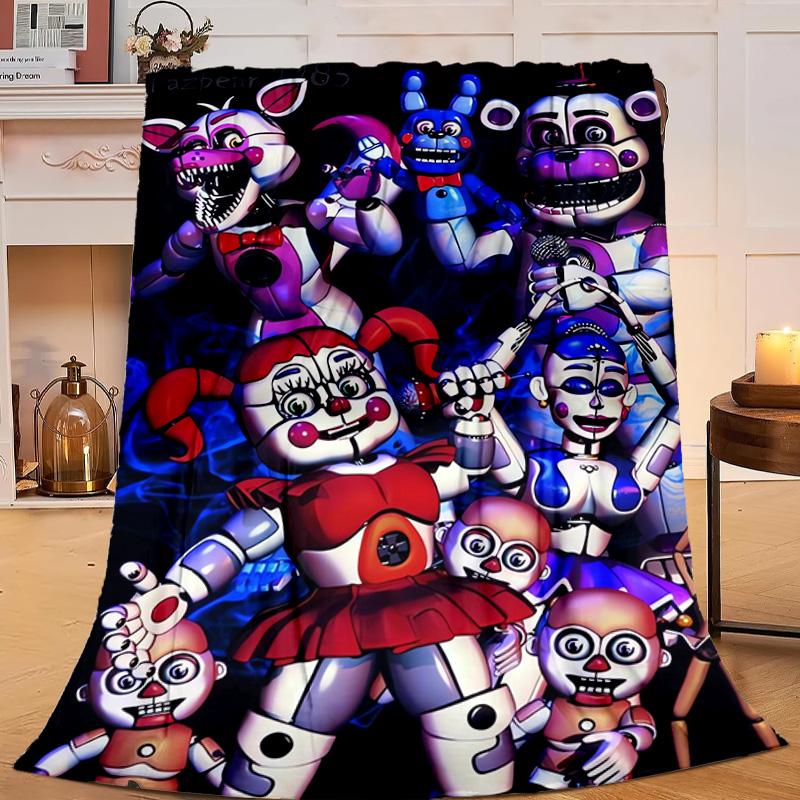 1PC Fnaf Character Collage Flannel Blanket Gift, Suitable for Both Men And Women, Soft Ideal for Beds And Sofa, Birthday Or Christmas Gift