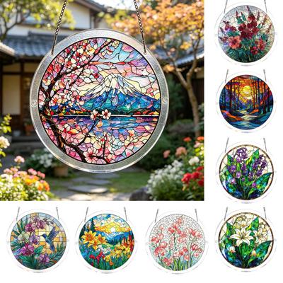 Acrylic Jigsaw Puzzle Suncatcher Stained Glass Window Hanging Ornament DIY Puzzles Sun Catcher Panel for Home Decor Gifts for Mom Friends