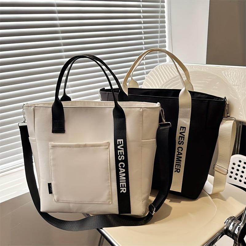 Leather Bag Women's Green Fashionable Japanese Shoulder Bag, College Style Contrasting Color Large Capacity Diagonal Canvas Bags, Suitable For Commuting