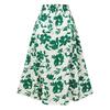 Women Spring Floral Print Skirt Summer Casual A-Line High Waist Middle Long Split Skirts S-XL