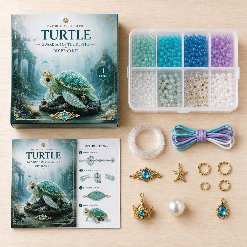 DIY Perlen-Set Schildkröte Wächter der Tiefe Mythische Meeres-Serie Handgefertigtes Tier-Ornament Bastelset für Erwachsene und Jugendliche